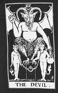 Black/white mens' The Devil Tarot Card t-shirt