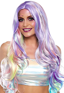 Leg Avenue long wavy pastel rainbow wig.