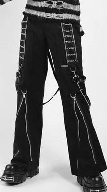 Tripp NYC ladies' multi chain bondage black cotton zip front adjustable pant