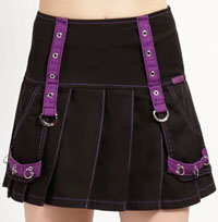 Tripp NYC black/purple multi eyelet pleated mini skirt