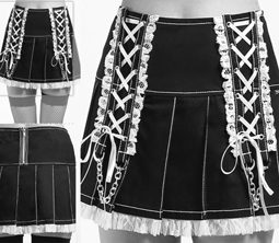 Tripp Lolita pleated black/white ruffled mini skirt
