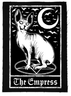 Too Fast Cat Empress tarot card black cloth raw edge sew on punk patch 