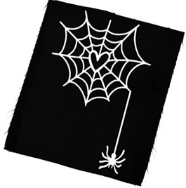Too Fast Black and white rectangular spiderweb sew-on raw edge cloth patch
