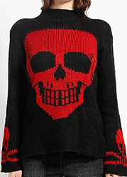 Tripp NYC black red skull pullover unisex sweater.