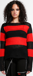 Tripp NYC distressed black/red striped ladies' sweater
