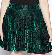 Blackcraft green Baroque velvet circle mini skirt