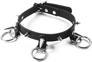 Mascorro leather 3/4 inch choker with short and tall spikes and o-rings