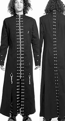 Tripp NYC men's unisex black front zip cotton long Pinhead coat