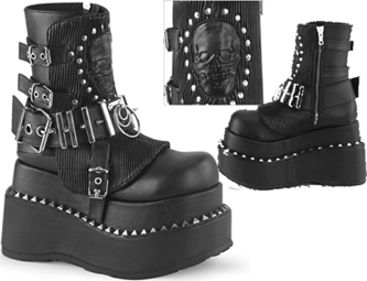 Pleaser/Demonia black pu Bear 4 1/2 inch platform lace up akle boot with size zip