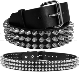 Funk Plus UK77 3 row chrome cone stud leather belt