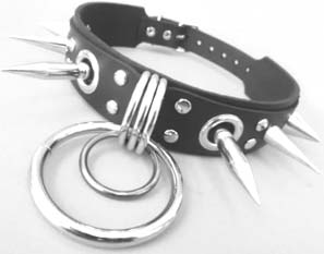 Genuine black Solstice leather choker with 3 d-rings, 2 o-rings