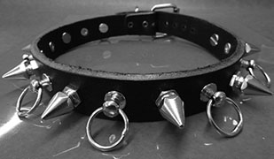 Genuine black Solstice leather 8 loop choker with studs, faceted German spikes