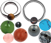 Replacement semi-precious captive beads for 12-14 ga captive bead rings