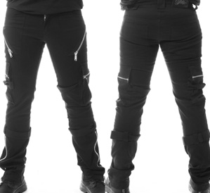 Vixxsin black cotton elastane fitted Carsten unisex zipper pants with side pockets