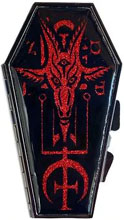 Kreepsville Baphomet satanic red glitter coffin mirror compact