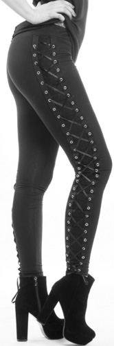 Vixxsin black cotton poly elastane ladies' side laced corset leggings