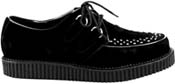 Pleaser black suede single soled d-ring lace-up interlace toe creeper