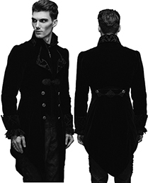 Devil Fashion vintage gothic swallow tail black velvet jacket 