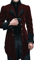 Devil Fashion vintage gothic swallow tail red velvet jacket 