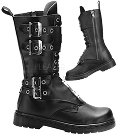 Pleaser/Demonia men's unisex non leather  14 eyelet combat boot with steel plate and zipper