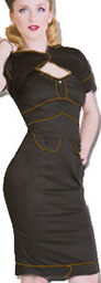 Silverstop Living Dead Souls green Army twill 40's style military style knee length short sleeve dress 