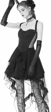 Dark in Love Gothic Doll cold waist swallow tail halter dress