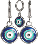 Evil eye hoop dark blue earrings