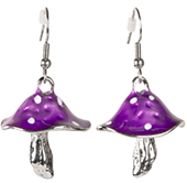 PUrple silver mushroom earrings