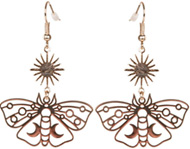 Moth sun moon earrings