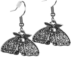 Benjamin Int'l antique silver moth earrings 