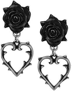 Alchemy Gothic Fine English Pewter Wounded Love earrings