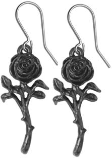 Alchemy English pewter The Romance of the Black Rose earrings