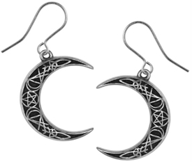 Alchemy fine English pewter A Pact with a Prince moon dropper earrings