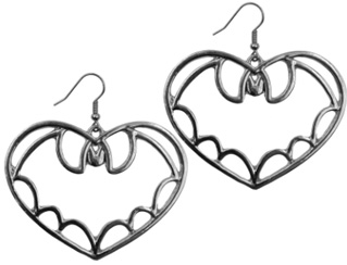 Kreepsville bat outline heart earrings