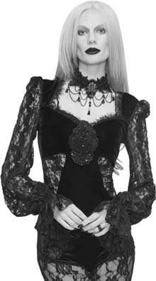  Eva Lady gothic black lace and velvet long sleeve elegant ladies' top