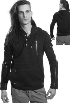Vixxsin black cotton poly mens Faustus long sleeve zip front hoodie shirt