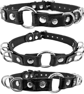 Funk Plus 1 inch rings black leather 1 3/4 inch wide bondage belt