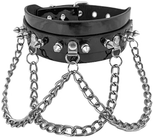 Funk Plus black patent 1 3/4 inch wide chain bondage collar
