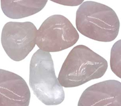 Rose quartz tumbled pebble specimens
