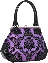 Rock Rebel purple damask MIstress kisslock handbag