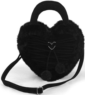 Pleaser Demonia faux suede fur heart convertible handbag/purse