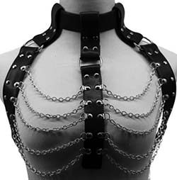 Black vinyl chain halter chest harness