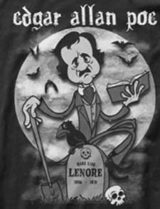 Edgar Allen Poe art by Rubberhose black adult mens shirt
