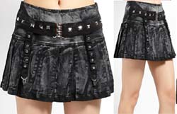 Tripp NYC black wash Peace pleated mini skirt