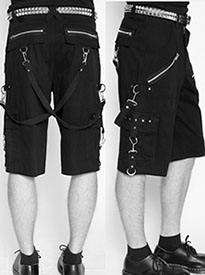 Tripp NYC men's black cotton spandex black Punk shorts