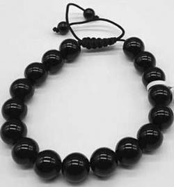 10mm black obsidian stretch bracelet.