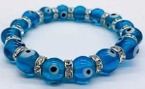 8mm evil eye aqua color stretch bracelet