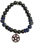 8mm hematite (man made), sodalite with pentagram charm stretch bracelet