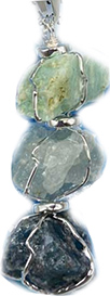 Throat chakra amazonite, aquamarine, apatite necklace on cord