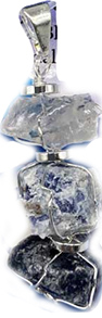 Third eye chakra quartz, blue quartz, and sodalite gemstone pendant necklace on cord